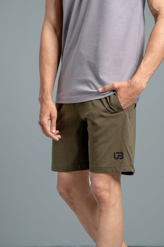 Men Combed Cotton Rich Agile Shorts Olive AGS7