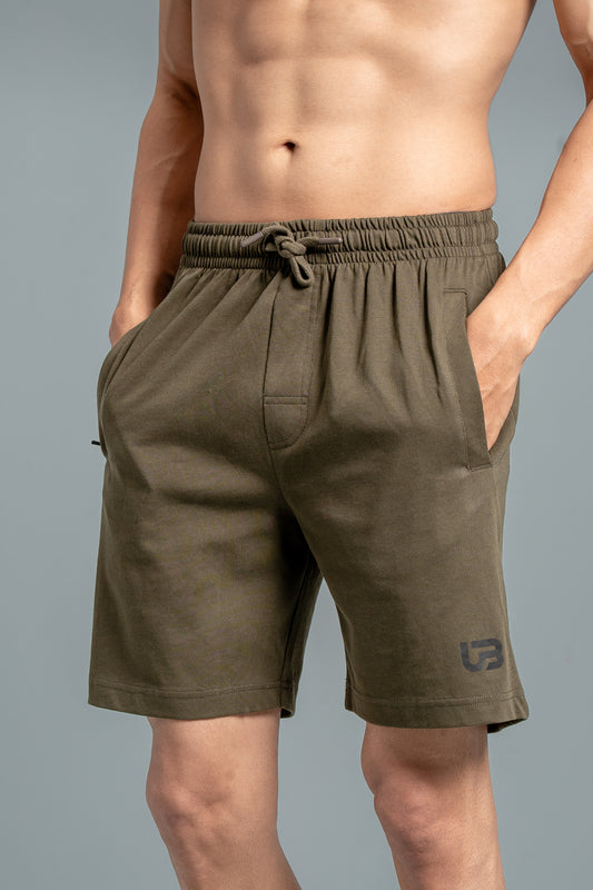 Men Combed Cotton Rich Agile Shorts Olive AGS7