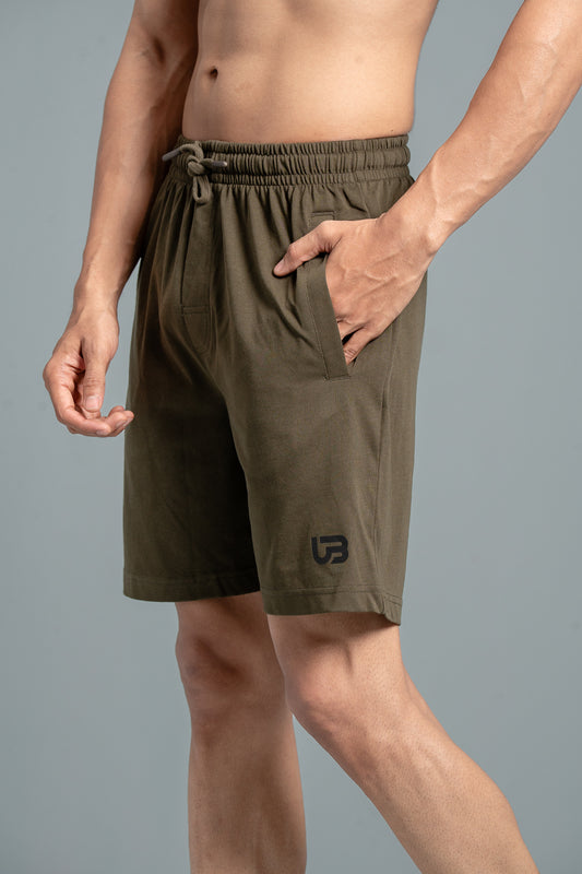 Men Combed Cotton Rich Agile Shorts Olive AGS7