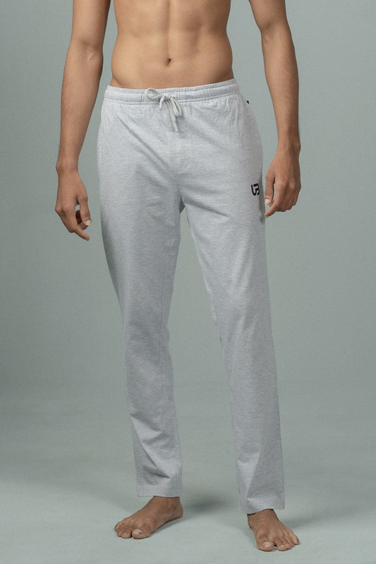 Men Combed Cotton Rich Agile Track Pant with Zipper Pockets Grey Melange AGT1
