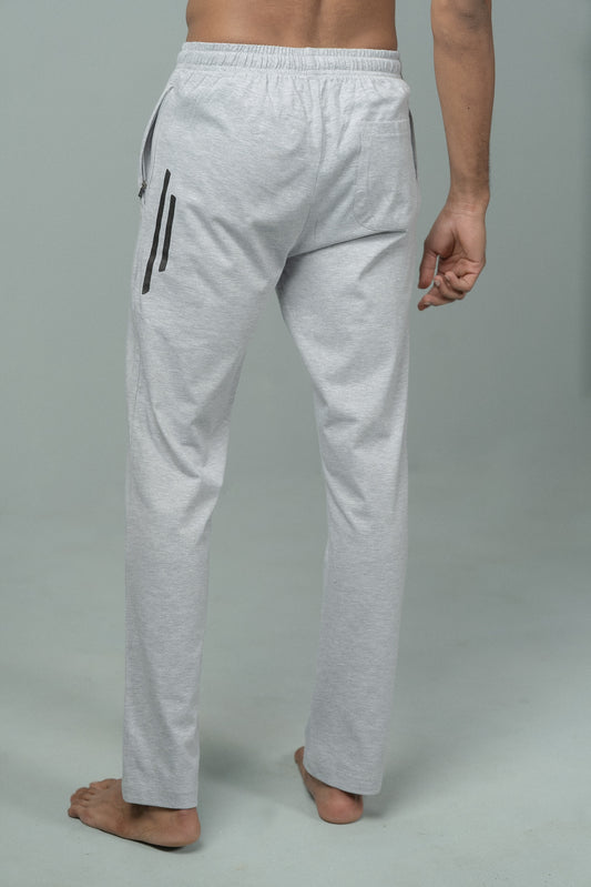 Men Combed Cotton Rich Agile Track Pant with Zipper Pockets Grey Melange AGT1