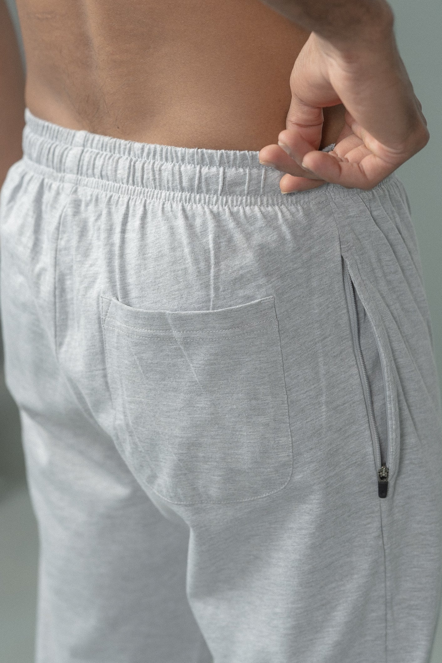 Men Combed Cotton Rich Agile Track Pant with Zipper Pockets Grey Melange AGT1