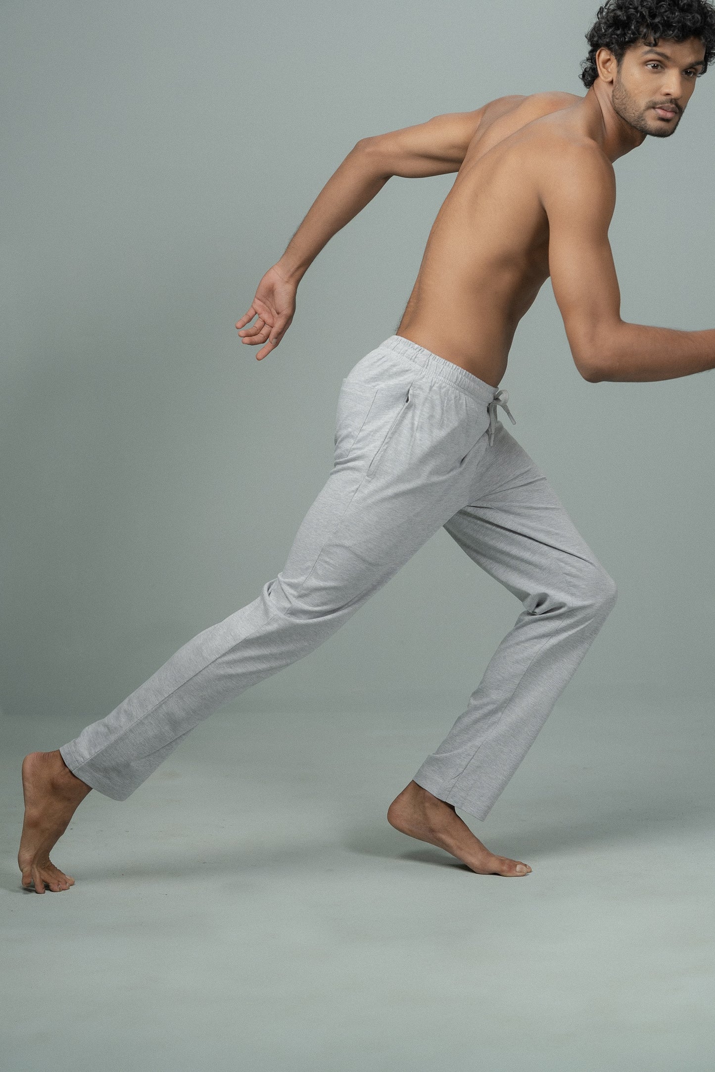 Men Combed Cotton Rich Agile Track Pant with Zipper Pockets Grey Melange AGT1