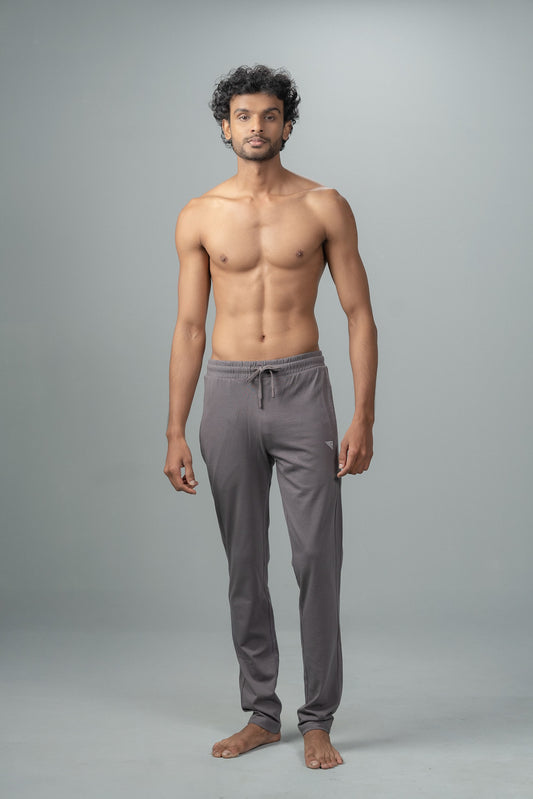 Combed Cotton Side Sew Panel Smart Fit Zipper Pocket Track Pant Dark Grey ETK5