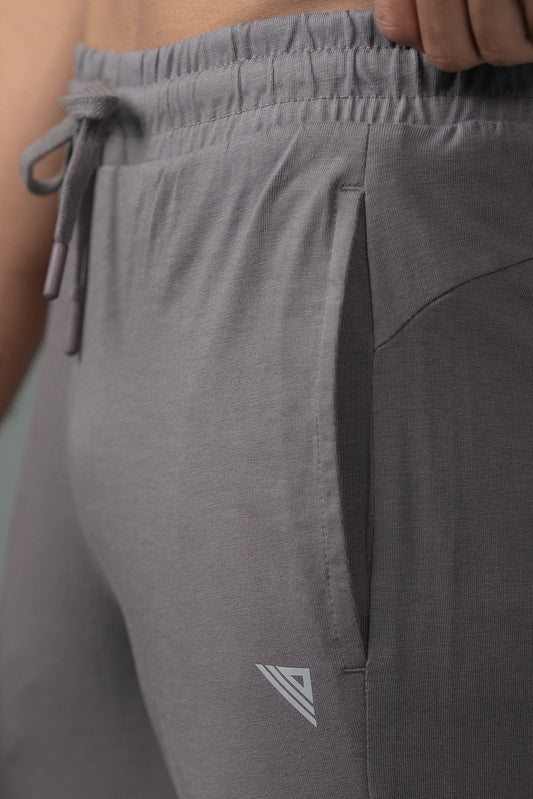 Combed Cotton Side Sew Panel Smart Fit Zipper Pocket Track Pant Dark Grey ETK5