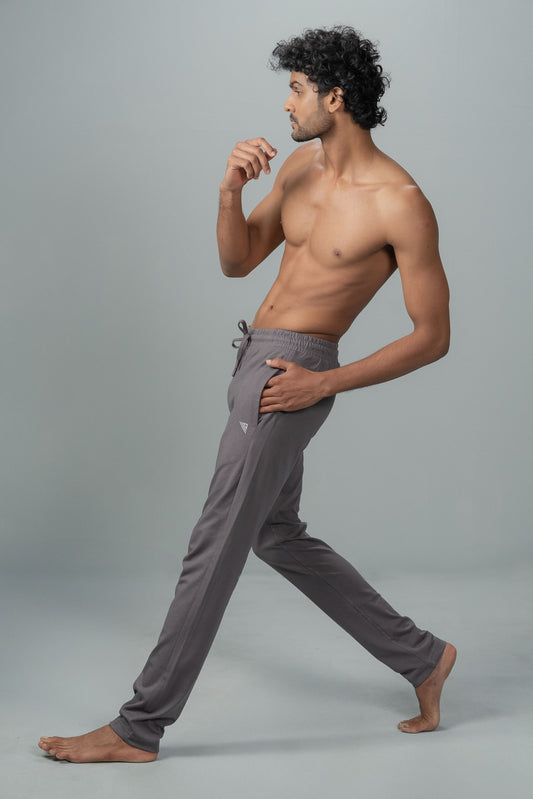 Combed Cotton Side Sew Panel Smart Fit Zipper Pocket Track Pant Dark Grey ETK5