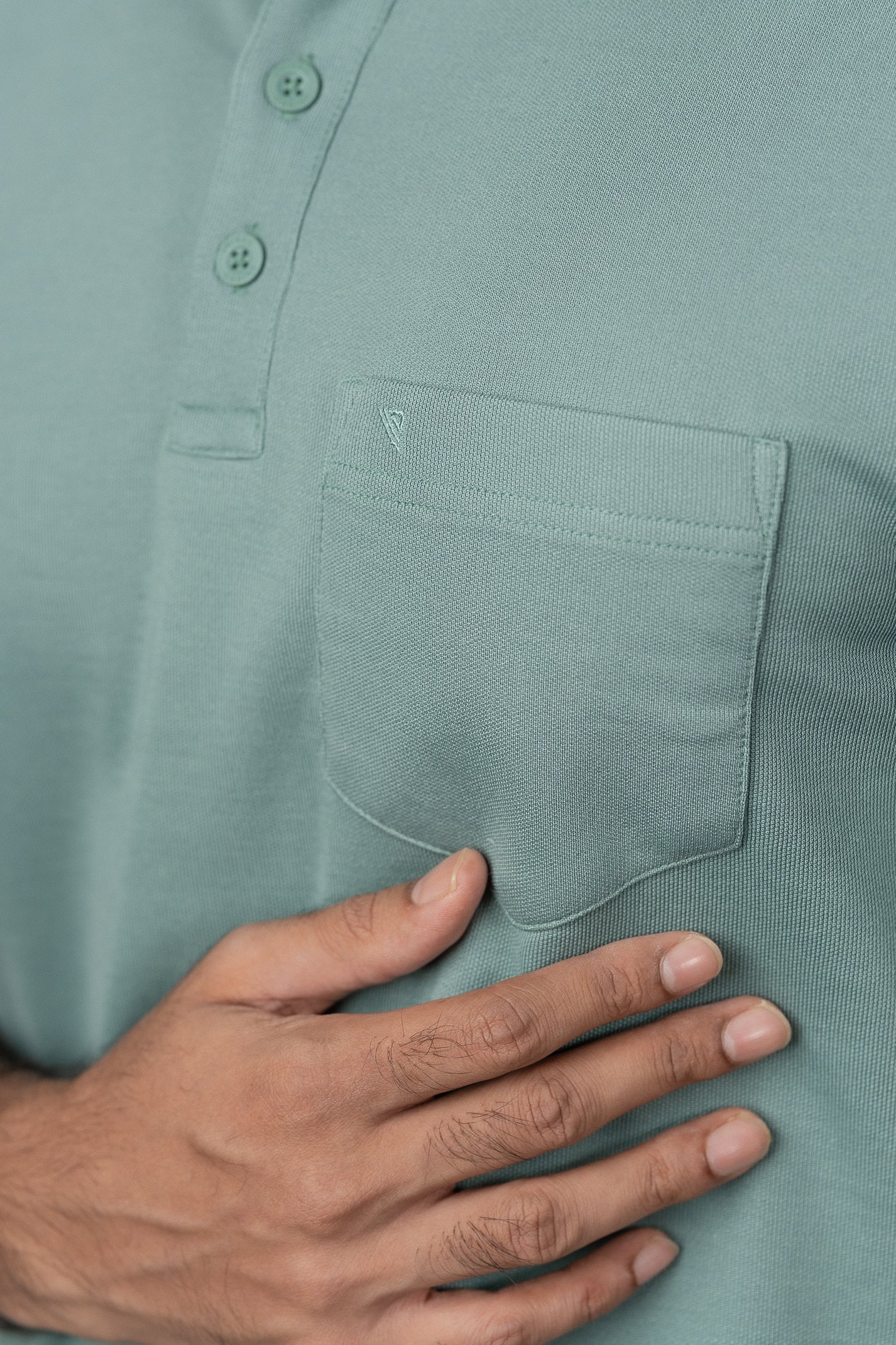 Men's Cotton Rich Pique Polo Sage Green