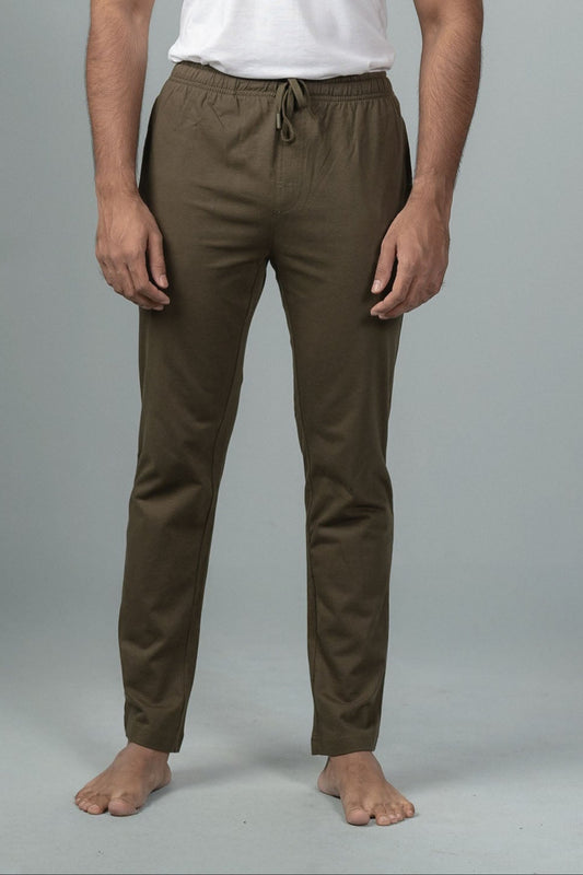 Men Combed Cotton Rich Agile Track Pant with Zipper Pockets Olive Green AGT7