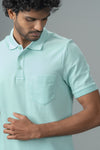 Men Expert Polo Tshirt with Pocket Aqua Marine Blue EP32