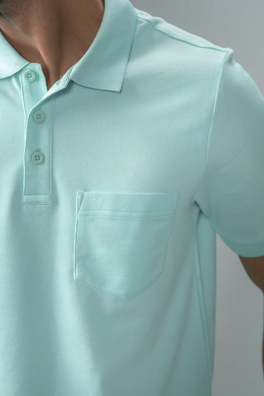 Men Expert Polo Tshirt with Pocket Aqua Marine Blue EP32