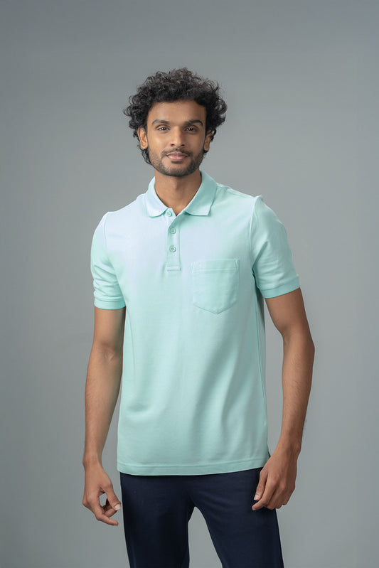 Men Expert Polo Tshirt with Pocket Aqua Marine Blue EP32