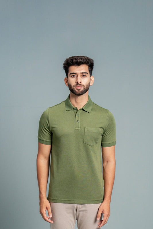 Men Expert Polo Tshirt with Pocket Green EP38