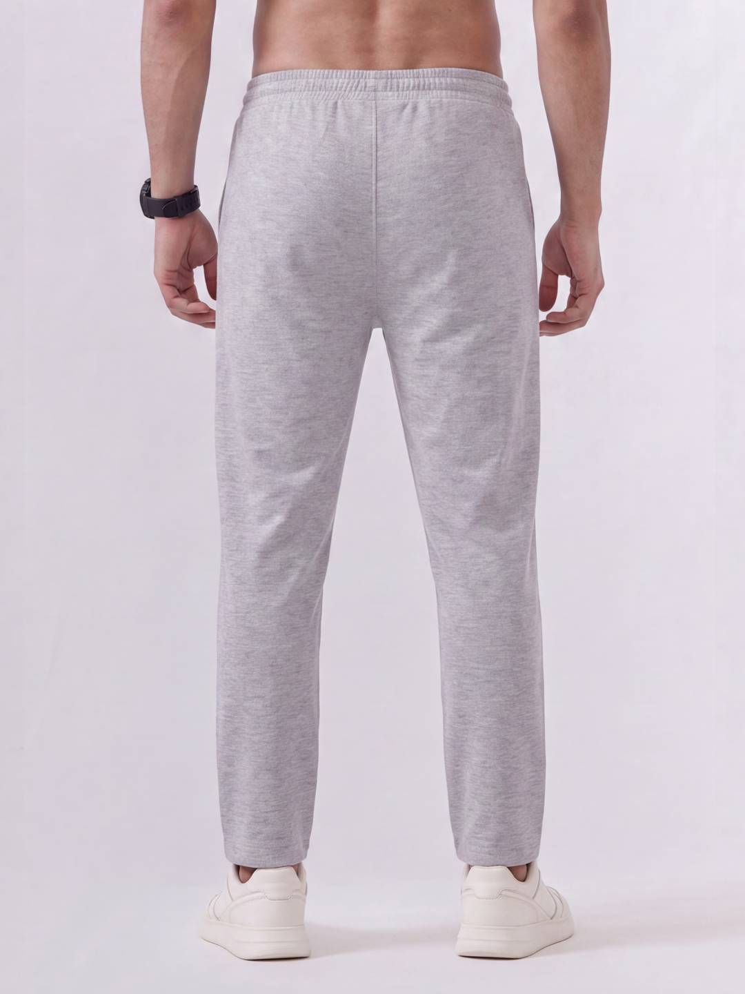 Cotton Rich Regular Fit Grey Melange Popcorn Track Pant