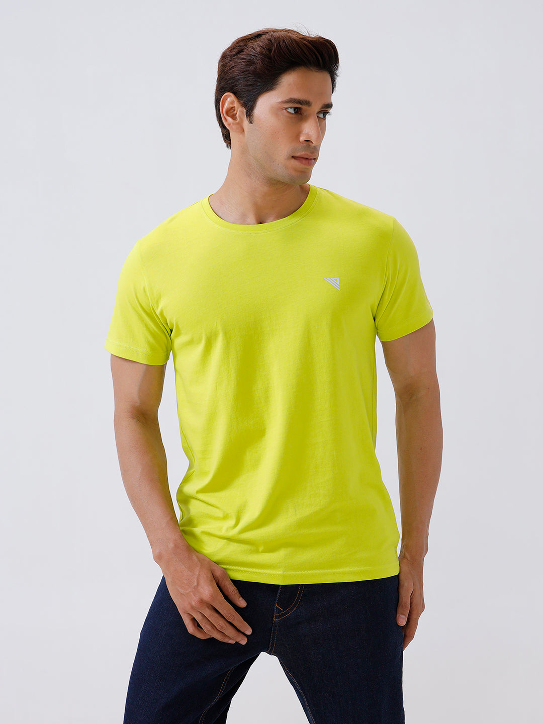 Men's 100% Cotton Crew Neck Tee Lime Green