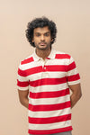 Men Smart Fit Engineered Polo T-Shirt Red with Sandal EN21