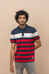Men Smart Fit Engineered Polo T-Shirt Navy with Red EN23