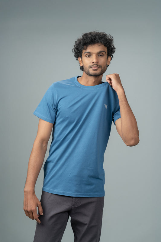 Men 100% Cotton Smart Fit Expert Tee Petrol Blue ET3