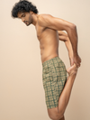 Men 100% Combed Cotton Green Woven Printed Boxer Long Shorts WB49