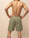 Men 100% Combed Cotton Green Woven Printed Boxer Long Shorts WB49