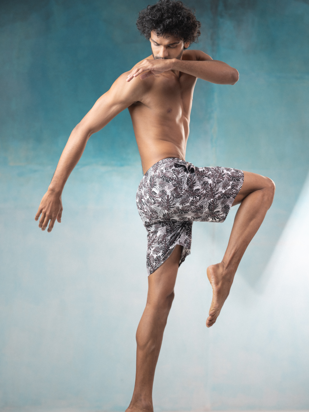 Men 100% Combed Cotton Brown Woven Printed Boxer Long Shorts WB53