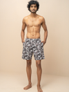 Men 100% Combed Cotton Brown Woven Printed Boxer Long Shorts WB53