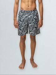 Men's 100% Cotton Printed Long Boxer Shorts Navy