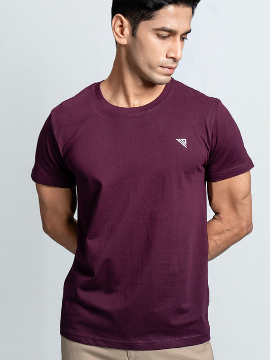 Men's 100% Cotton Crew Neck Wine