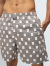 Men's 100% Cotton Printed Long Boxer Shorts Grey