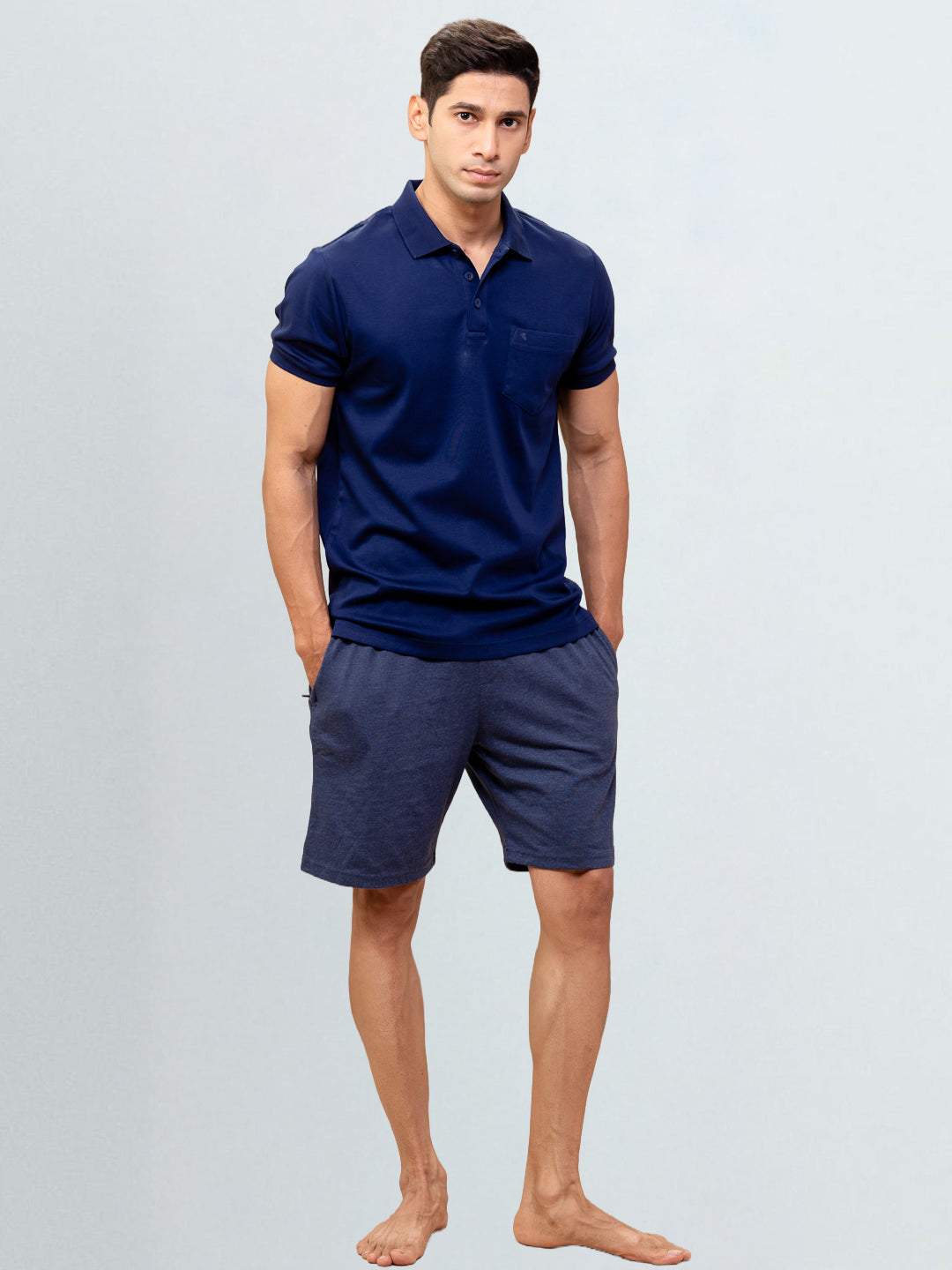 Men's Combed Cotton Shorts Denim Blue