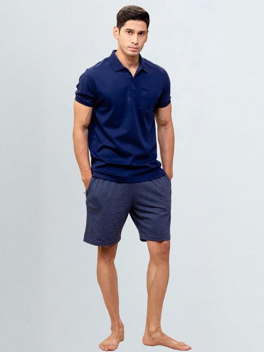 Men's Combed Cotton Shorts Denim Blue