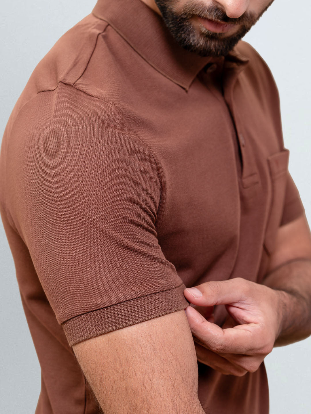 Men's Extra Long Staple Cotton Polo Rust Brown