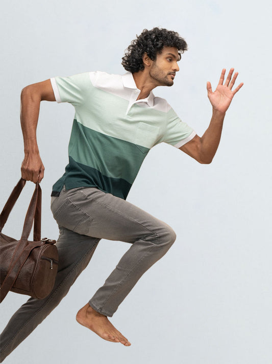 Men's Stripper Cotton Rich Polo Icy Morn