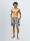 Men's 100% Cotton Printed Long Boxer Shorts Brown
