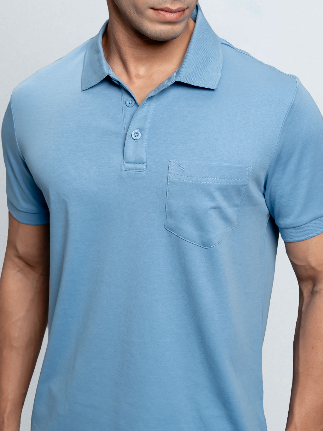 Men's Extra Long Staple Cotton Polo Powder Blue