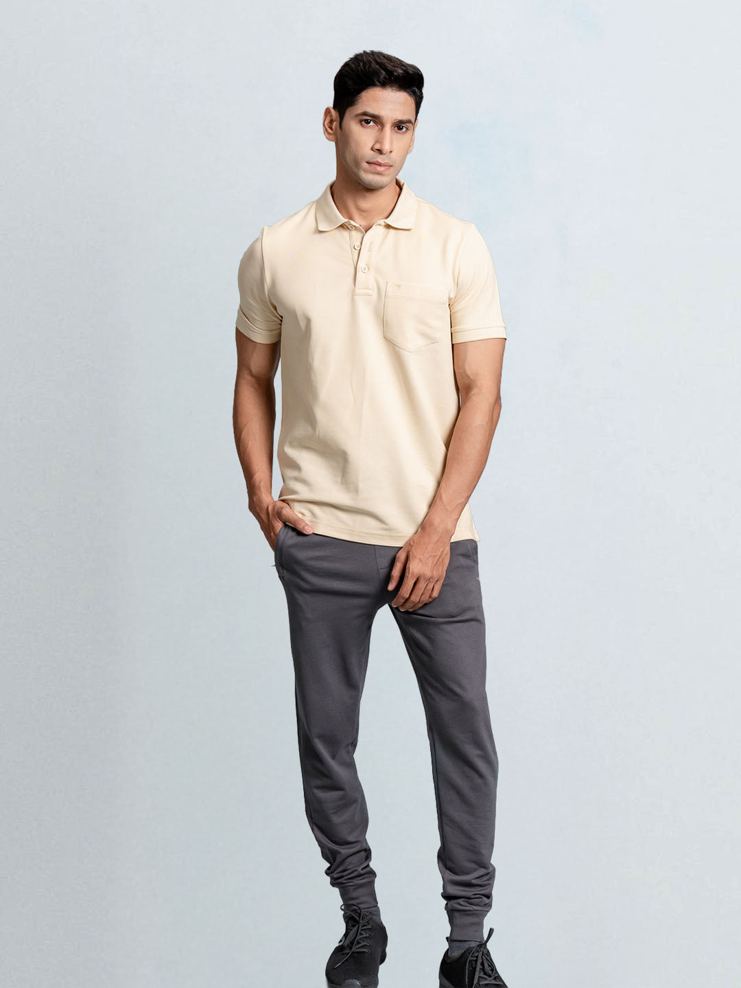 Men's Cotton Rich Pique Polo Light Beige