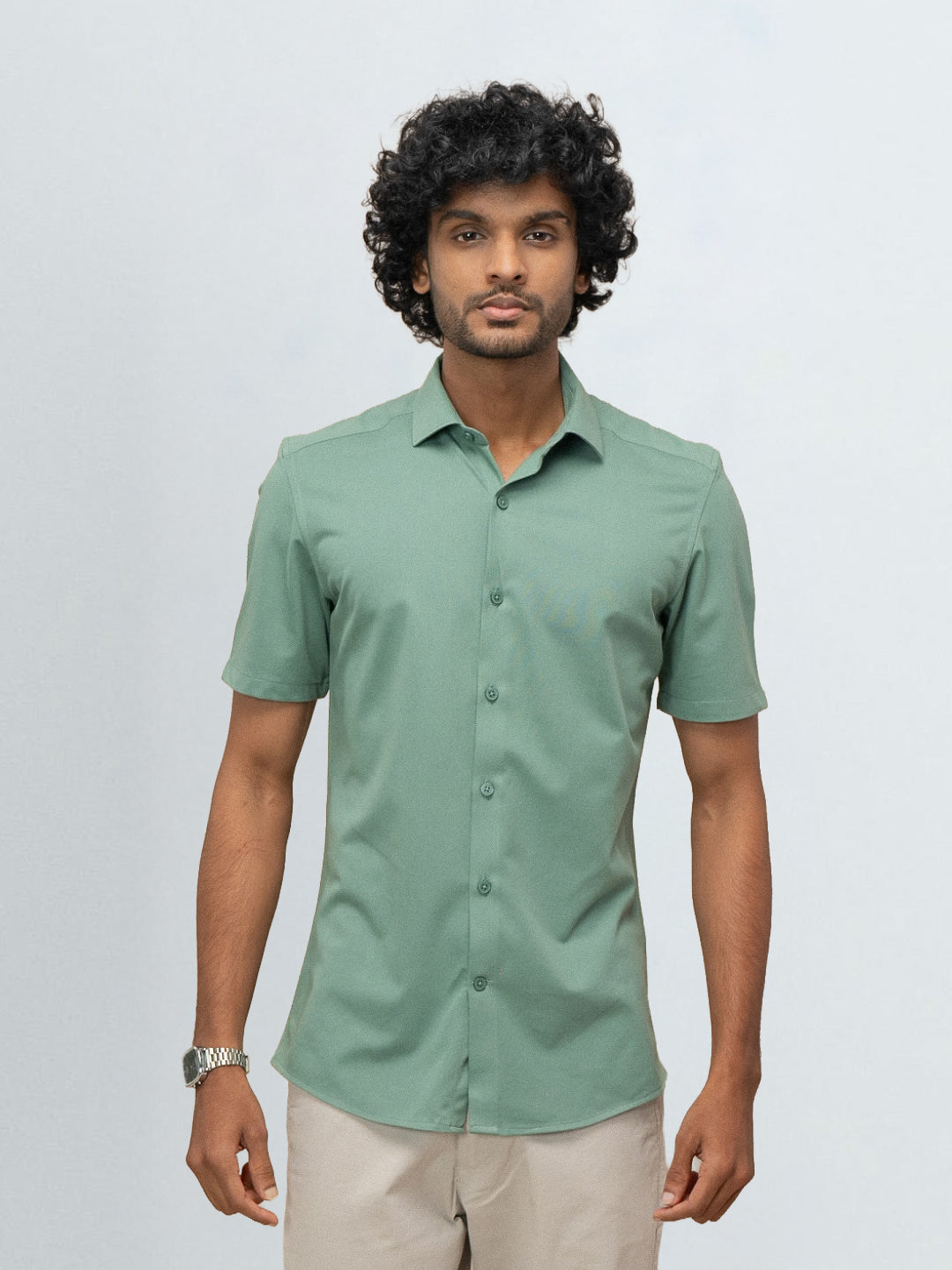 Men's Cotton Rich Knit Shirt Sage Green