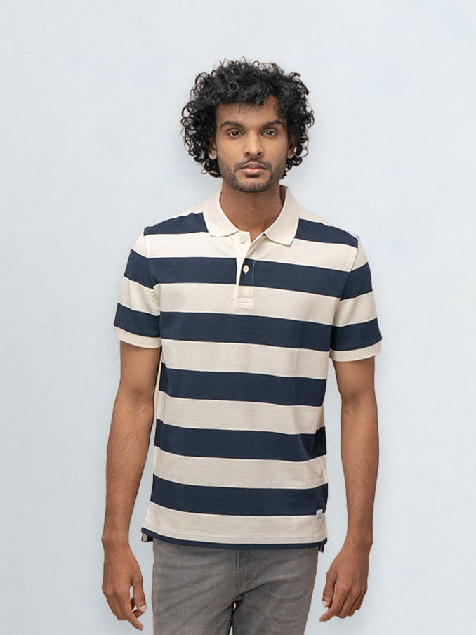 Men's Stripper Cotton Rich Polo Gardenia