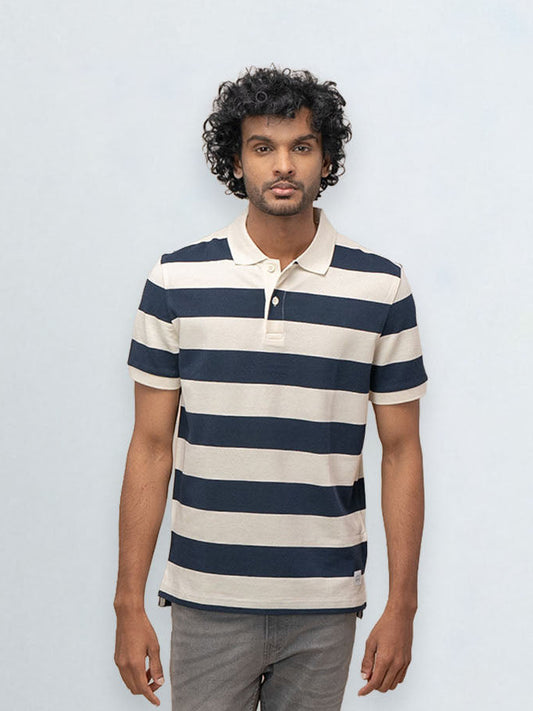 Men's Stripper Cotton Rich Polo Gardenia