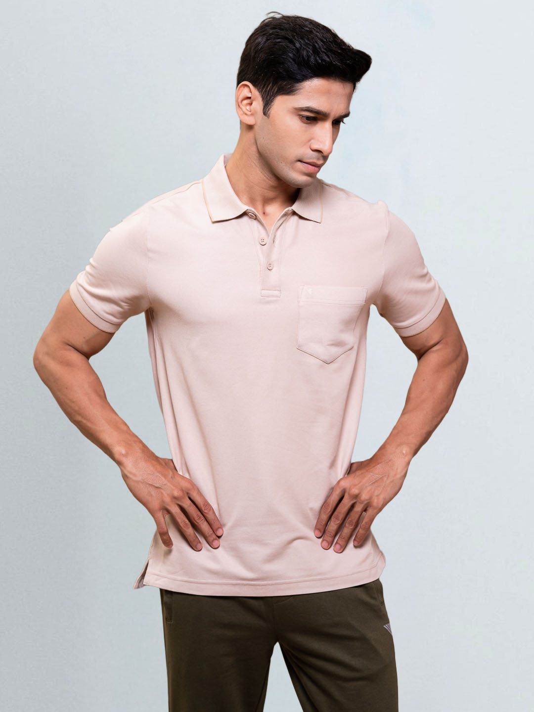 Men's Cotton Rich Pique Polo Beige