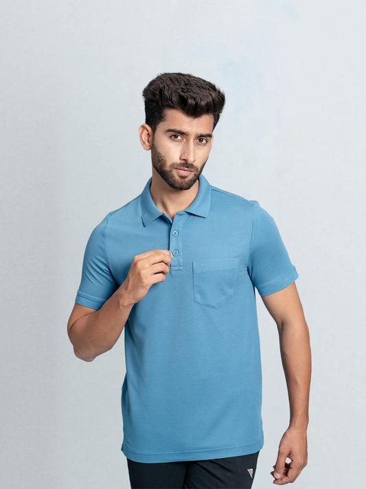 Men's Cotton Rich Pique Polo Cairo Blue