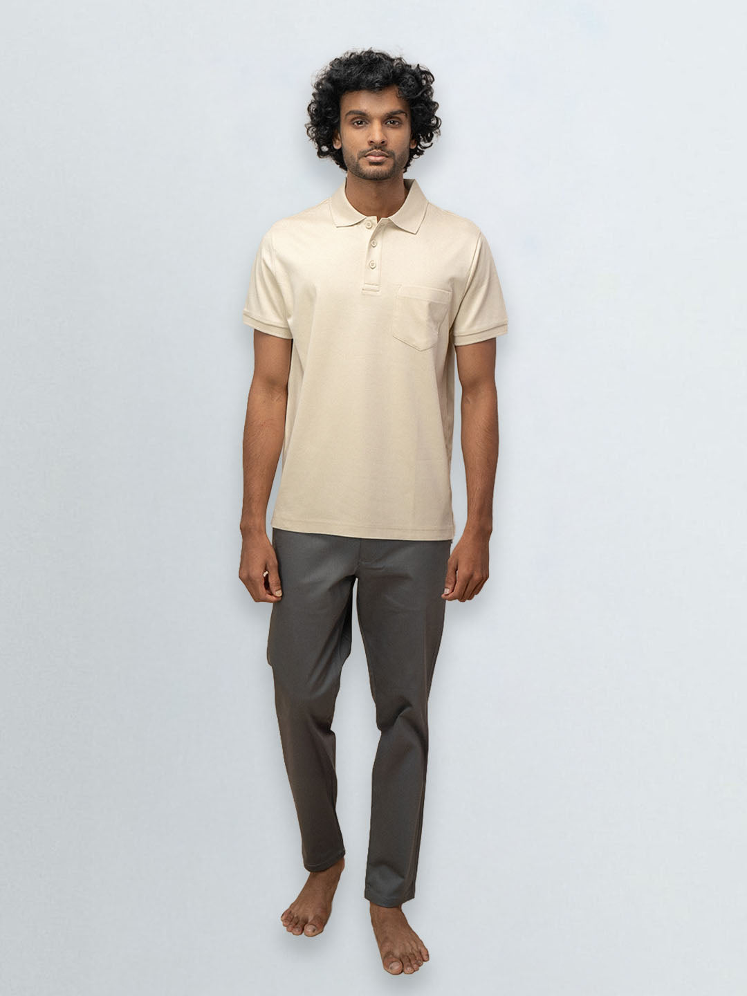 Men's Extra Long Staple Cotton Polo Ivory Cream