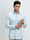 Men's Satin Stretch Cotton Shirt Sky Blue