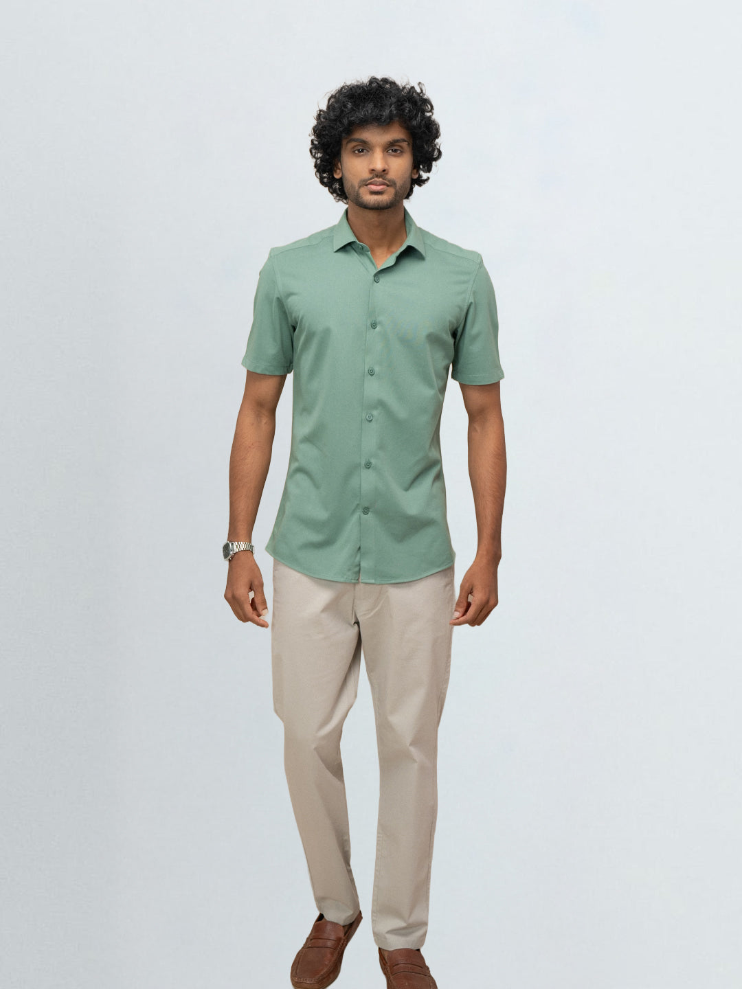 Men's Cotton Rich Knit Shirt Sage Green