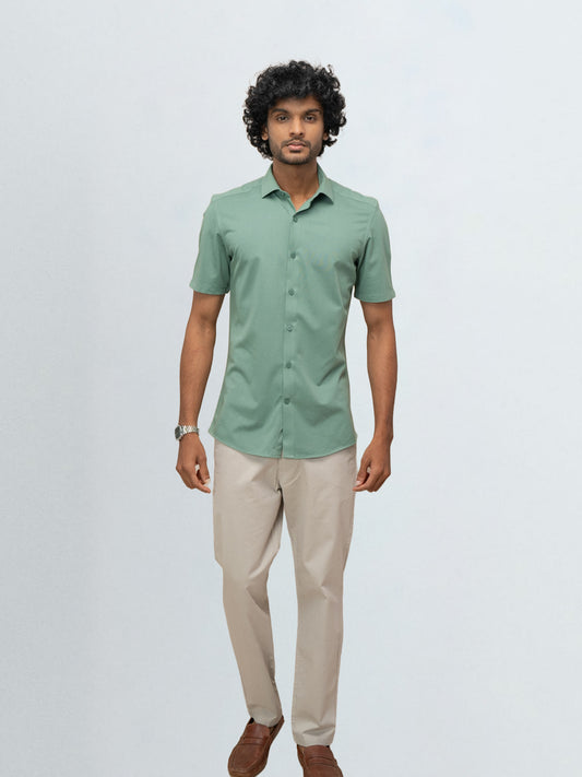Men's Cotton Rich Knit Shirt Sage Green
