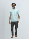 Men's Cotton Rich Pique Polo Aqua Marine Blue