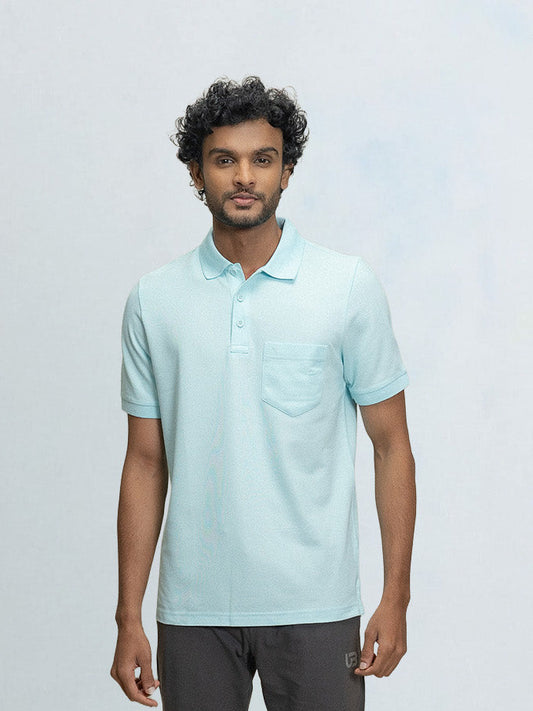 Men's Cotton Rich Pique Polo Aqua Marine Blue