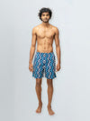 Men's 100% Cotton Printed Long Boxer Shorts Blue