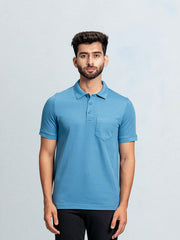Men's Cotton Rich Pique Polo Cairo Blue