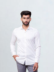 Men's Satin Stretch Cotton Shirt Artic White