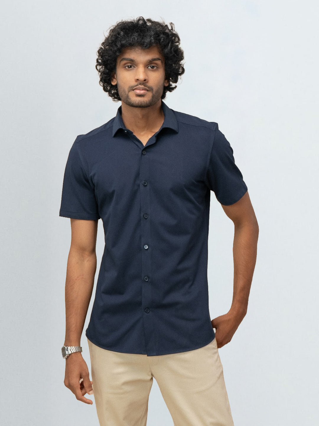 Men's Cotton Rich Knit Shirt Navy